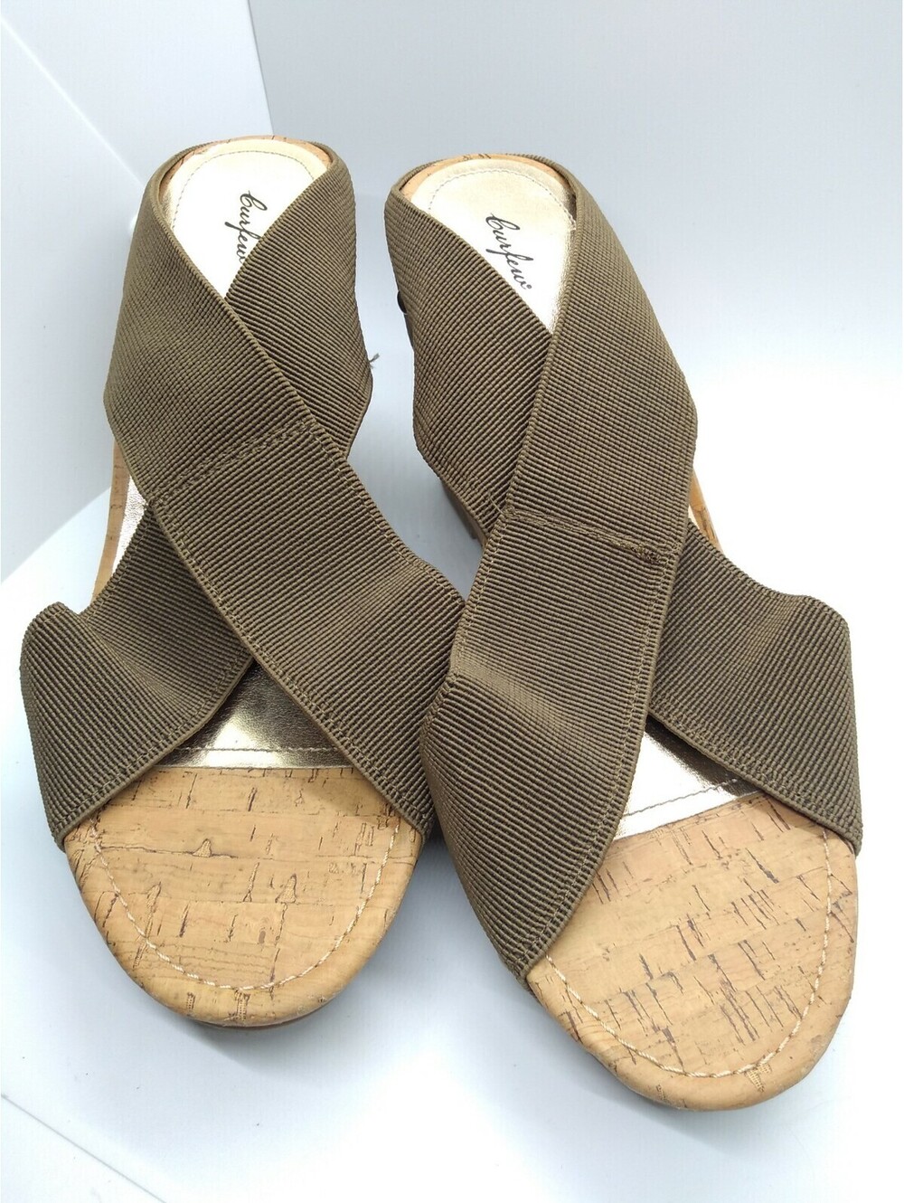 Curfew Ruth Brown Slip-On Wedge Summer Heels 201